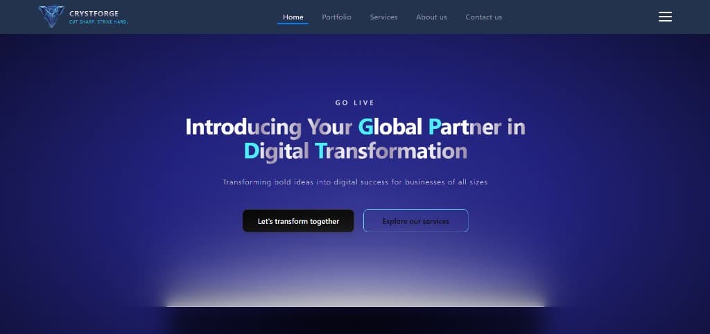 CRYSTFORGE agency website homepage by Ayan Habib